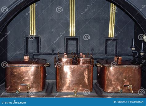 Three Large Copper Cooking Pots Stock Image - Image of traditional ...