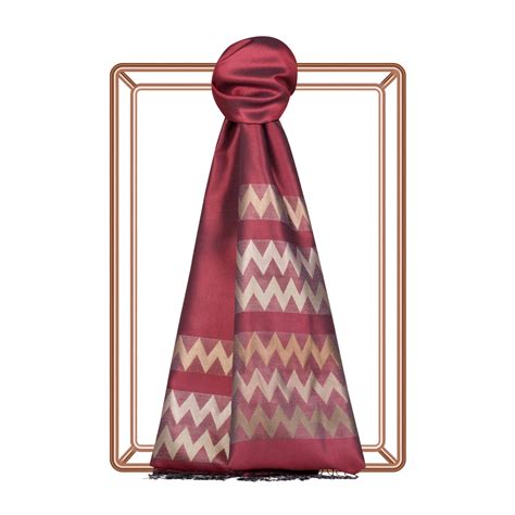 Burgundy Zigzag Silk Scarf | Ipekevi
