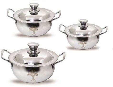 Redific 3pcs Stainless Steel handi set 3 Pcs Dish Handi Set of 3 Pieces ...