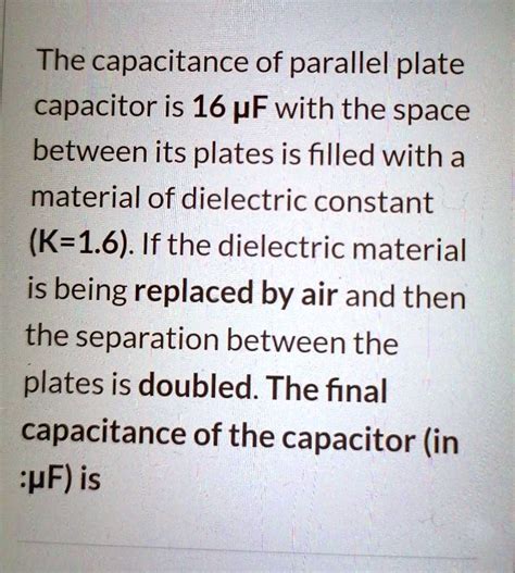 Image result for Parallel Plate Capacitance Equation