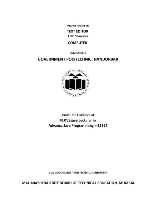 Text Editor Project Report - Advance Java Programming (22517) - Studocu