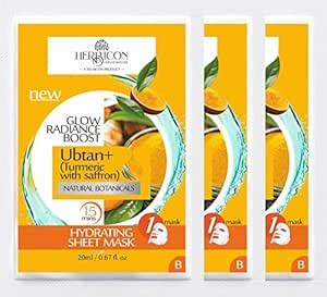 Buy Herbicon Ubtan Face Sheet Mask with Turmeric and Saffron for Skin ...