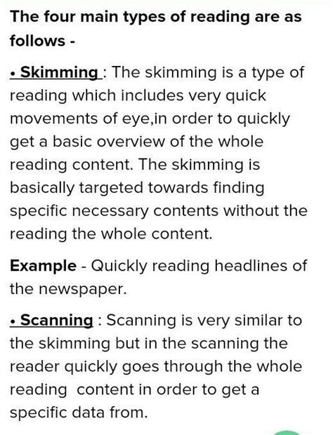 what are the four types of reading explain with example - Brainly.in