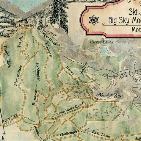 Big Sky Mountain Montana Ski Map Montana Map Resort Maps | Etsy