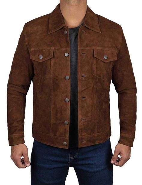 Men's Classic Trucker Jacket Dark Brown Western Style Real - Etsy UK