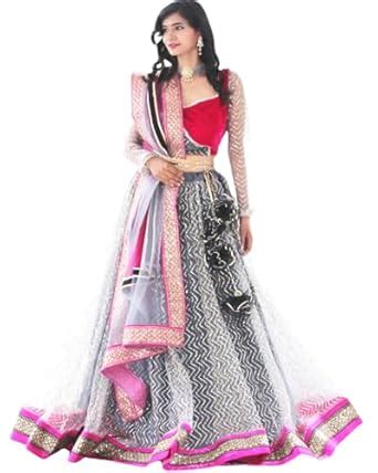 Buy Aquantis Fully Stitched/ReadyMade Net Work Silk Lehenga Choli for ...