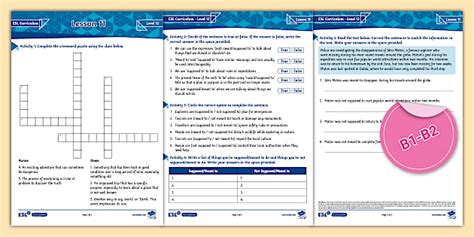ESL Curriculum Level 12, Lesson 11 Activity Sheet