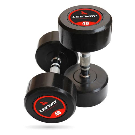 Buy Leeway Rubber Coated Bouncer Dumbbells Weights, (40kg Pair)| Round ...