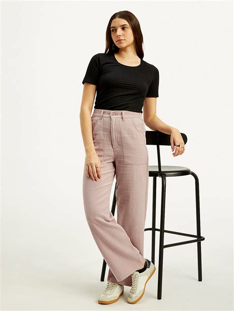 Women's High Rise Purple Loose Fit Trousers – Levis India Store