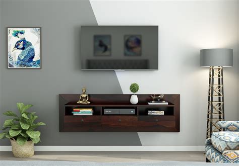 Graham Wooden Wall Mount TV Unit (Walnut Finish)
