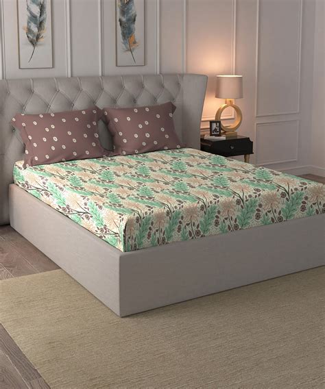 Comfort Living Queen Bedsheet Set, Serene Brown| 120 TC Cotton|2 Pillo ...