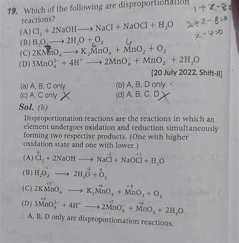 19. Which of the following are disproportionation reactions? i have ...