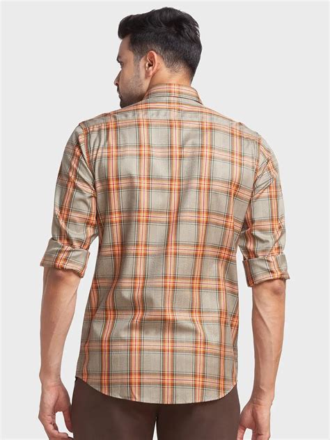 Colorplus Men Brown Checks Tailored Fit Cotton Casual Shirt – MyRaymond