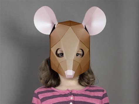 Buy Mouse Mask for a Kids Costume. Papercraft Pdf Low Poly Mask. Online ...
