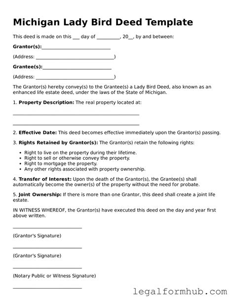 Prepare Your Michigan Lady Bird Deed With Our Printable Form