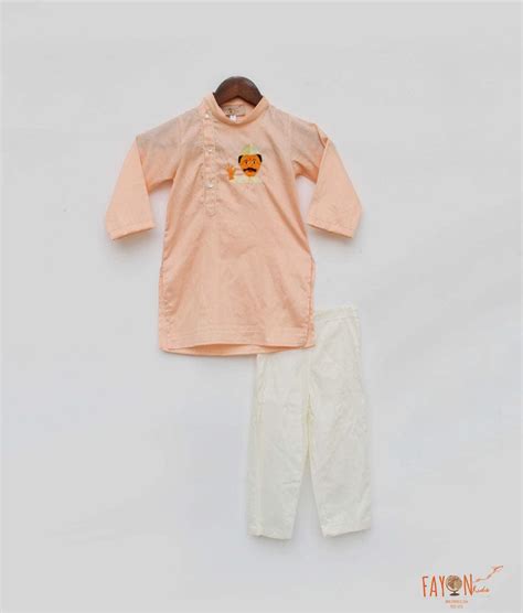 Peach Kurta with Pant for Boys – FayonKids
