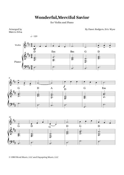 Wonderful, Merciful Savior (arr. Márcio Silva) by Dawn Rodgers Sheet ...