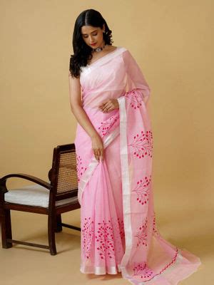 Buy Teejh Ishita Kota Embroidered Saree with Unstitched Online