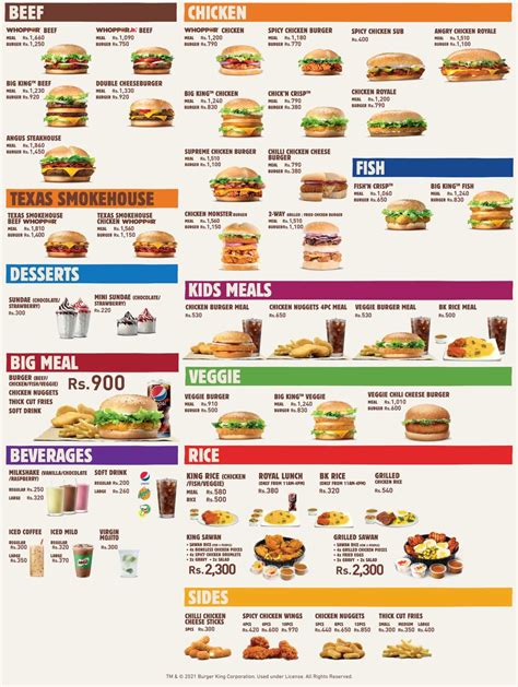 Burger King Menu With Prices