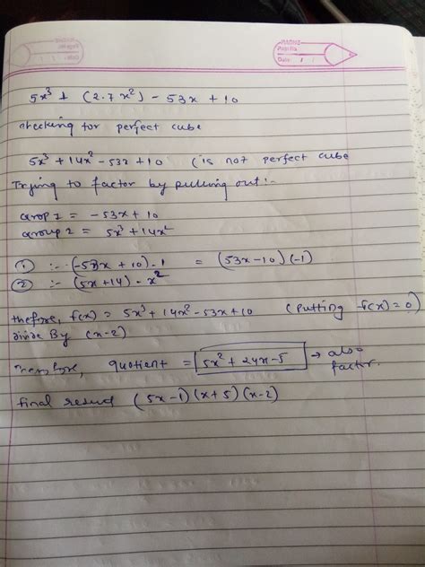 factorise the following completely A) 5x^3+14x^2-53x-10, plz answer ...