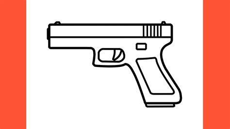How to draw a PISTOL easy / drawing glock 17 gun step by step - YouTube