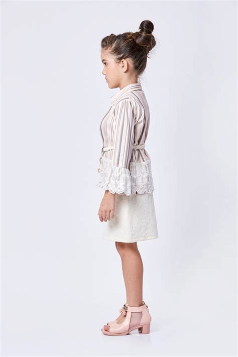 Girls Striped Dress Jacket with Belt 17044 | Peppermint