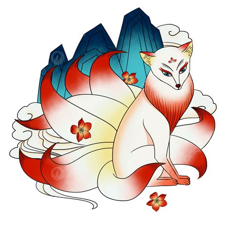 Vento Chinês Montanha Mar Clássico Raposa De Nove Caudas Vermelho ...