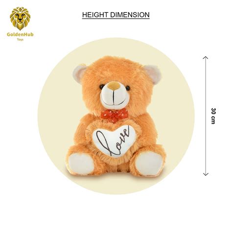 Goldenhub Toys Teddy Sitting With Heart Brown 30 cm