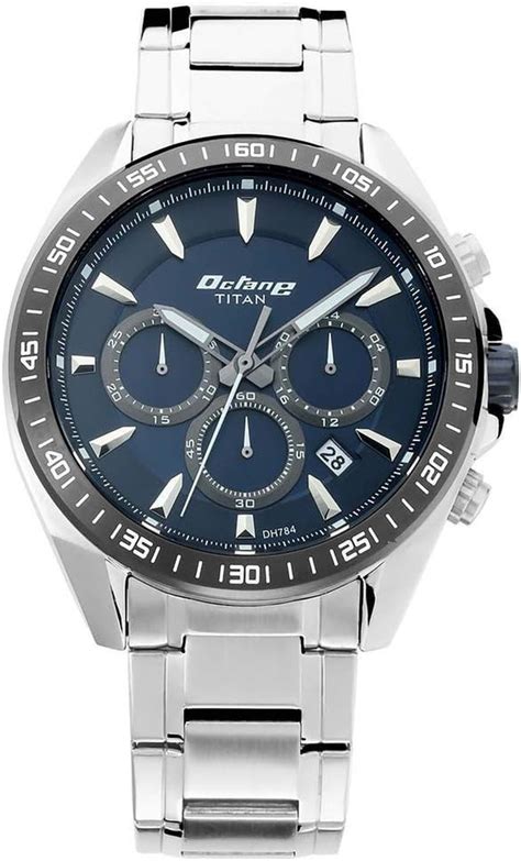 Titan Octane Blue Dial Chronograph Stainless Steel Strap watch for Men ...