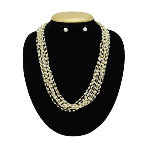 10 Lines Taar Mala in 4mm long Rice Pearls | Pure Pearls