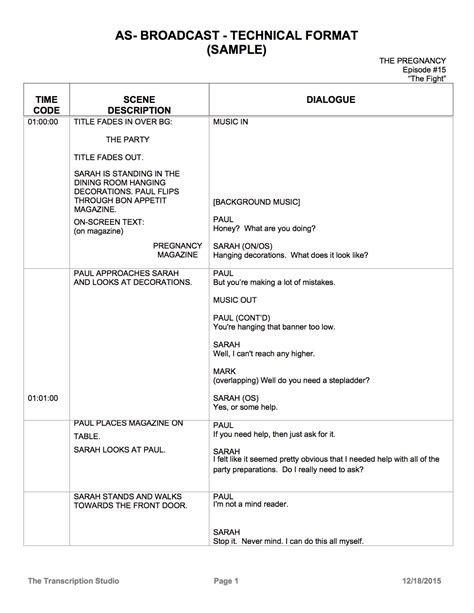 Image result for Broadcast Script Layout
