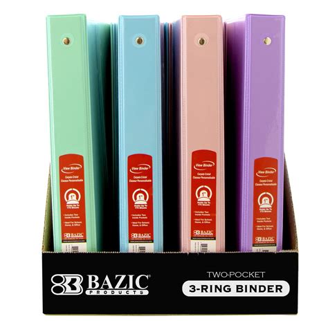 BAZIC 3 Ring Binder 1" Economy View Binders Organizer - Pastel Color ...