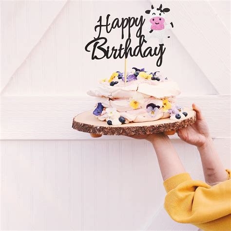 Buy Arthsdite 1 PC Cow Happy Birthday Cake Topper Farm Animals Birthday ...