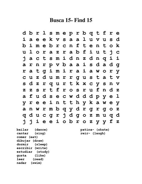 Spanish Word Search Puzzles Printable - Printable Paper Crafts