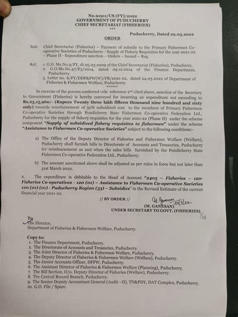 Expenditure Sanction Order for reimbursement of 50% subsidized cost for ...