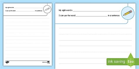 Using Sight Words: Sentence Writing Worksheet | Twinkl USA