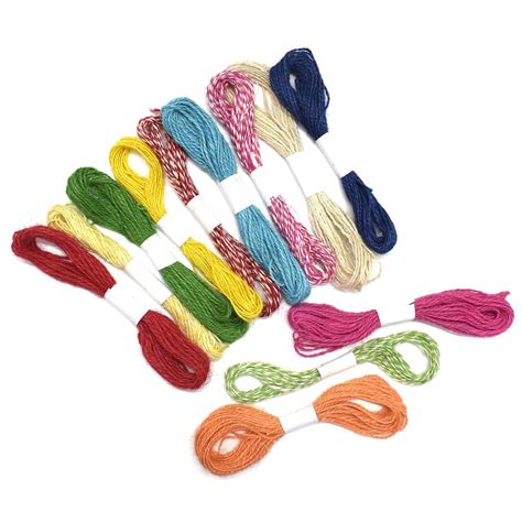 Asian Hobby Crafts Jute Thread Twine Cord Set of 12: Multi-Color (Thick ...
