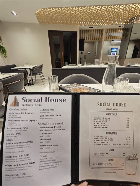 Menu at Social House restaurant, Tacloban City