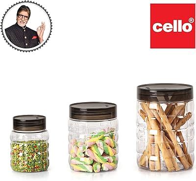 Buy CELLO Checkers Pet Plastic Airtight Canister Setm 1200ml, Set of 6 ...