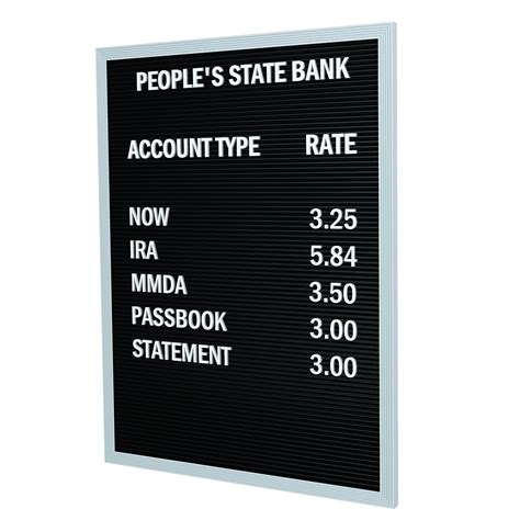 Ghent 16" x 12" Open Face Changeable Black Letter Board Includes Set of ...