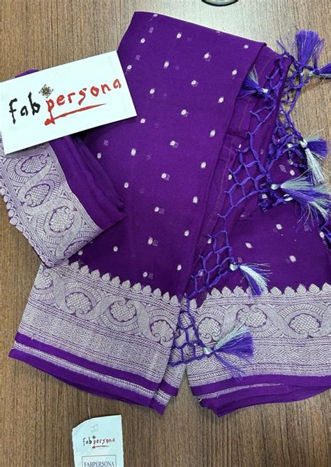 Pure Banarasi Handloom Khaddi Georgette Silk Saree with Zari Work ( le ...