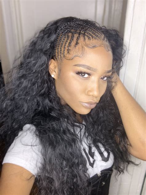 Braided Front with wavy hair in back | Curly weave hairstyles, Quick ...