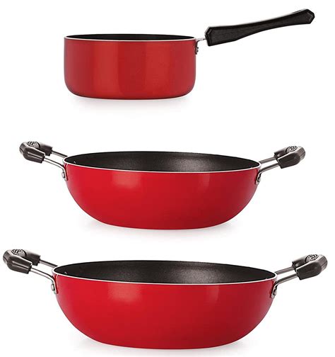 Buy Set of Kadai & Sauce Pan (Kadai 2 Liter, Kadai 2.5 Liter, Sauce Pan ...