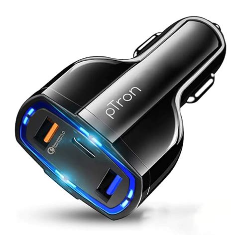 pTron Bullet Pro 36W PD Quick Charger, 3 Port Fast Car Charger Adapter ...