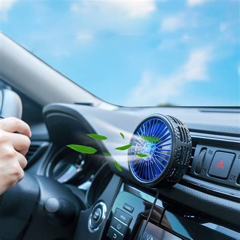 Car Fan USB Cooling Fans with LED Color Light Car Strong Wind Portable ...