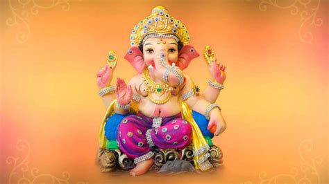 Light Yellow Red Background Lord Ganesh Chaturthi Vinayaka Vinayagar ...