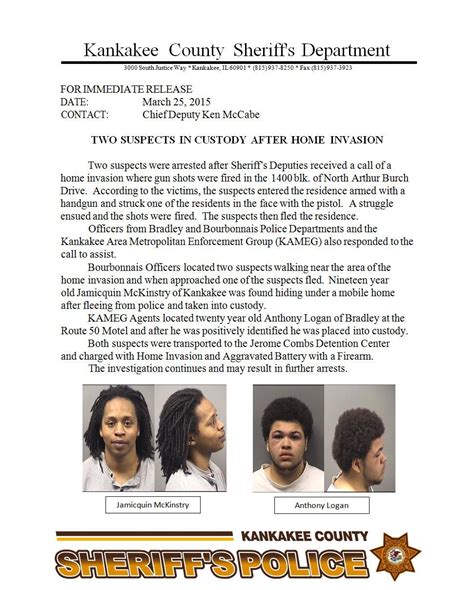 Kankakee County Sheriff's Office - TWO SUSPECTS IN CUSTODY AFTER HOME ...