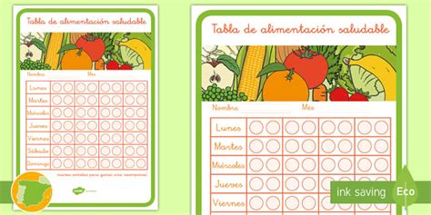 Poster: Tabla de alimentación saludable