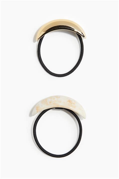 2-pack buckle-detail hair elastics - Gold-coloured/White - Ladies | H&M IN