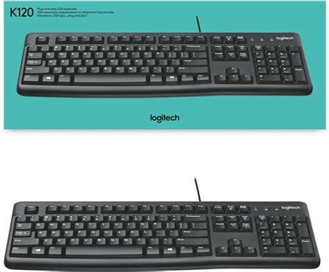 Logitech K120 / Full-Size, Spill-Resistant, Curved Space Bar Wired USB ...